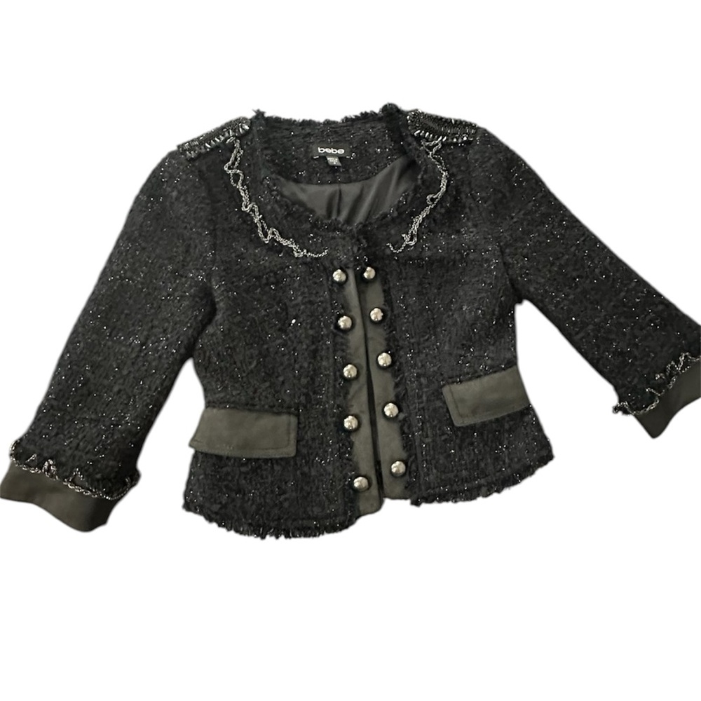 bebe Black beaded chained bolero Jacket